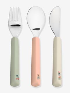 Puériculture-Repas-Vaisselle, coffret repas-Lot de 3 couverts en silicone Happy Fruits LÄSSIG