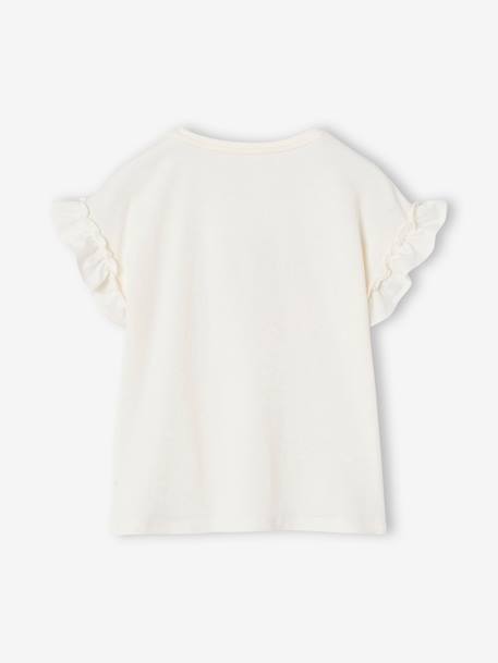 T-shirt fille motif fantaisie manches courtes volantées anthracite+blanc+jaune pâle+marine+rose pâle 5 - vertbaudet enfant 