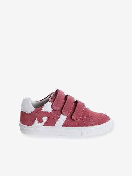 Baskets scratchées cuir enfant blanc+framboise 7 - vertbaudet enfant 