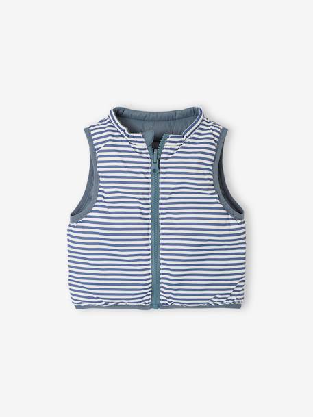 Doudoune bébé garçon sans manches réversible bleu grisé 4 - vertbaudet enfant 