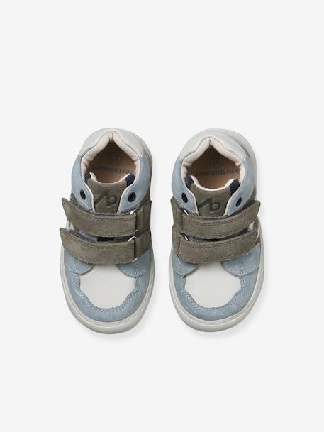 Baskets bébé garçon en cuir à scratchs bleu grisé+écru 4 - vertbaudet enfant 