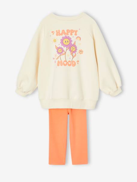 Ensemble robe-sweat motifs fleurs + corsaire fille écru 4 - vertbaudet enfant 