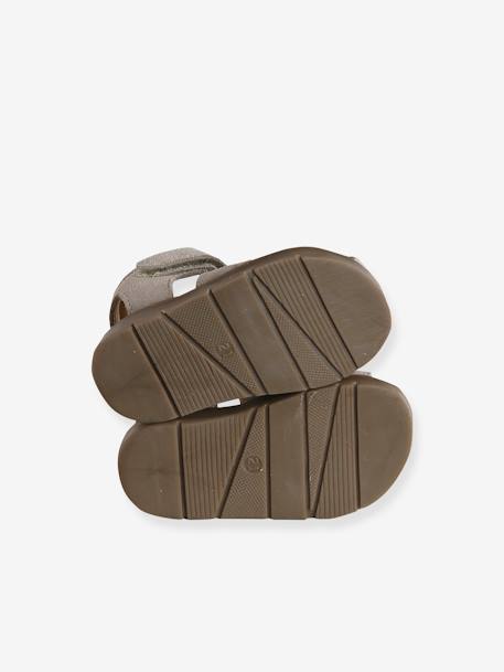Sandales bébé fermées cuir à scratchs bleu jean+sable 12 - vertbaudet enfant 