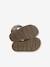 Sandales bébé fermées cuir à scratchs bleu jean+sable 12 - vertbaudet enfant 