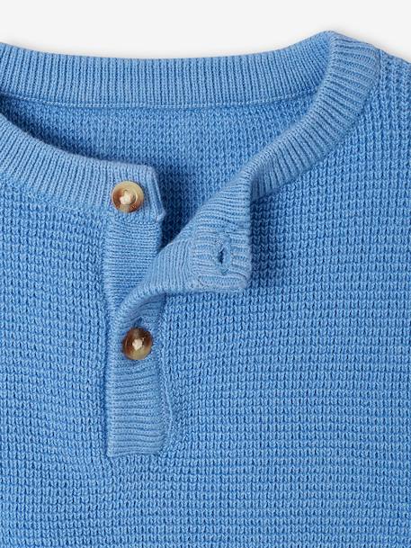 Pull en maille nid d'abeille bébé encolure tunisienne bleu 3 - vertbaudet enfant 
