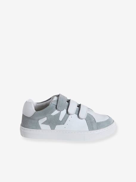 Baskets scratchées cuir enfant blanc+framboise 2 - vertbaudet enfant 