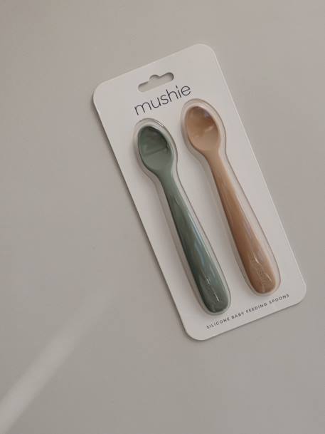 Lot de 2 cuillères 1er âge en silicone beige + rose blush+beige + vert 4 - vertbaudet enfant 