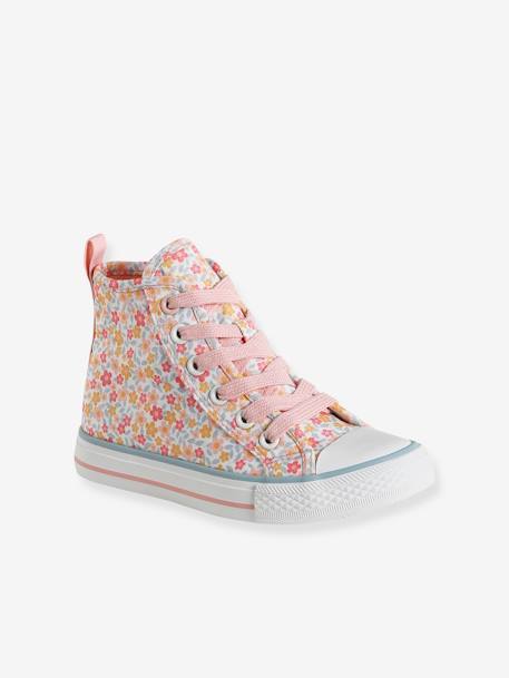 Baskets montantes lacées et zippées enfant collection maternelle blanc imprimé 1 - vertbaudet enfant 