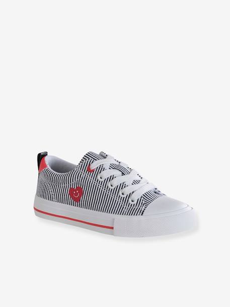 Baskets rayées lacées et zippées enfant rayé bleu 2 - vertbaudet enfant 