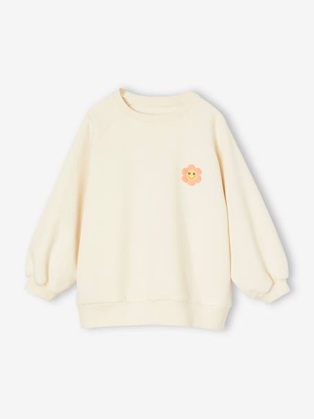 Ensemble robe-sweat motifs fleurs + corsaire fille écru 3 - vertbaudet enfant 