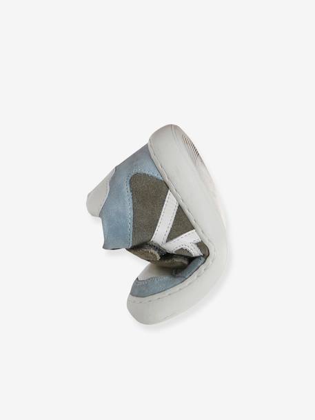 Baskets bébé garçon en cuir à scratchs bleu grisé+écru 6 - vertbaudet enfant 
