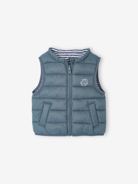 Doudoune bébé garçon sans manches réversible bleu grisé 3 - vertbaudet enfant 