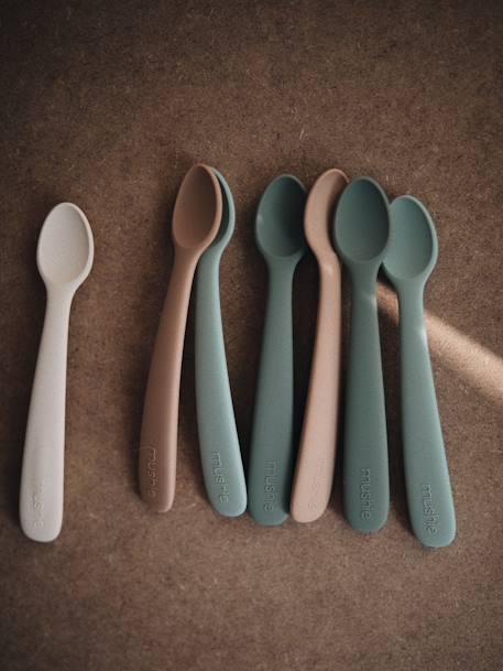 Lot de 2 cuillères 1er âge en silicone beige + rose blush+beige + vert 3 - vertbaudet enfant 