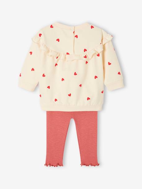 Ensemble bébé fille sweat à volant + legging écru+rose 6 - vertbaudet enfant 