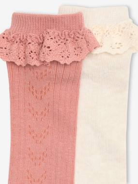 VERTBAUDET Lot 5 Paires Chaussettes Fille Cœur Et Rayées - Coton Doux Résistant - Couleurs Tendances 76% Coton