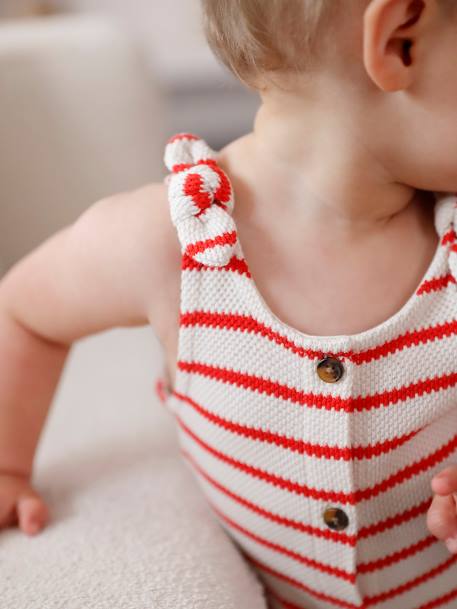 Combishort bébé fille jersey effet tricot rayé rouge 5 - vertbaudet enfant 