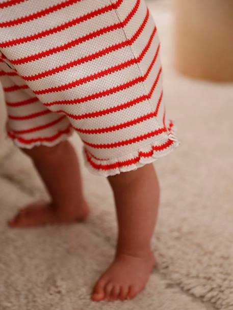 Combishort bébé fille jersey effet tricot rayé rouge 6 - vertbaudet enfant 