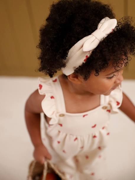 Salopette bébé fille molleton + bandeau écru+vanille 16 - vertbaudet enfant 