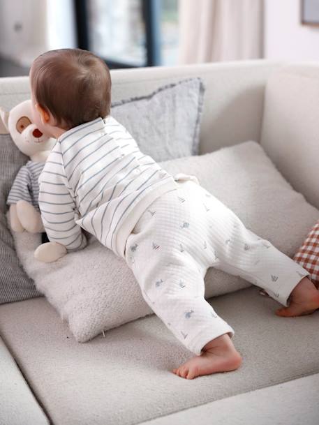 Ensemble bébé sweat et pantalon BEIGE CLAIR RAYE+rose pâle 8 - vertbaudet enfant 
