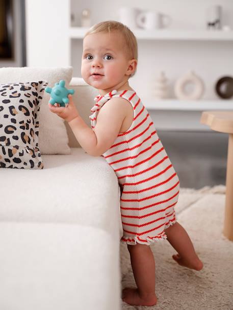 Combishort bébé fille jersey effet tricot rayé rouge 7 - vertbaudet enfant 