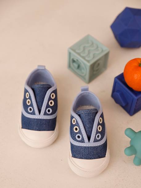 Baskets en toile bébé bleu chambray+bleu jean 1 - vertbaudet enfant 