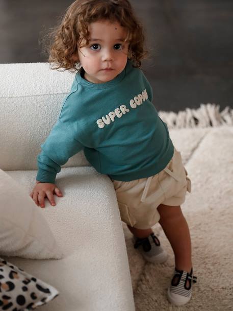 Sweat bébé personnalisable pressionné dos vert émeraude 1 - vertbaudet enfant 