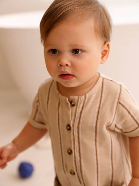 Combinaison bébé à rayures maille fantaisie sable 7 - vertbaudet enfant 
