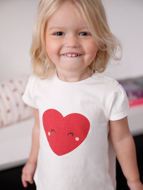 Lot de 3 t-shirts bébé fille manches longues écru+rayé rouge 20 - vertbaudet enfant 