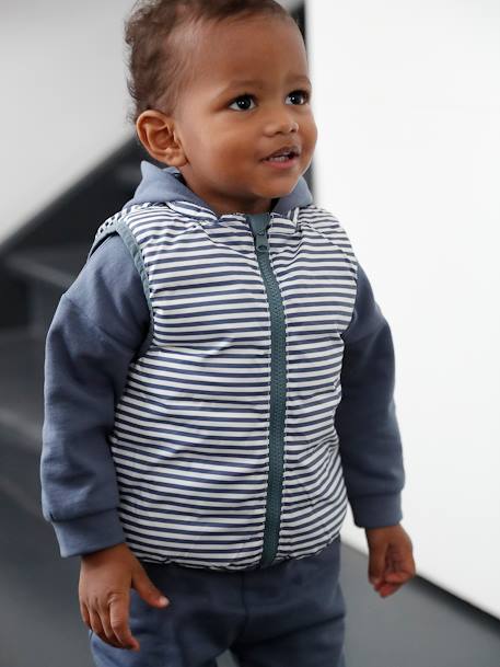 Doudoune bébé garçon sans manches réversible bleu grisé 9 - vertbaudet enfant 