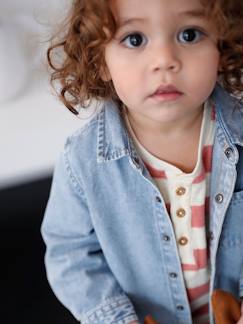 Bébé-Chemise, blouse-Chemise bébé en jean pressionnée personnalisable
