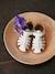 Sandales scratchées cuir bébé bout fermé blanc+lot rose 1 - vertbaudet enfant 