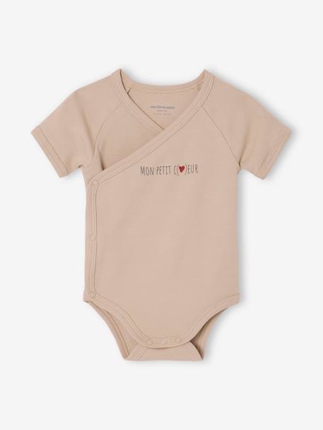 Lot de 3 bodies naissance manches courtes 'mon petit c½ur' bleu ciel 3 - vertbaudet enfant 
