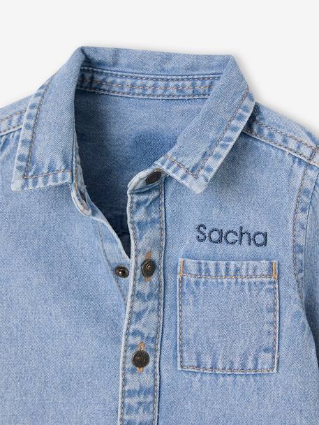 Chemise bébé en jean pressionnée personnalisable double stone 4 - vertbaudet enfant 