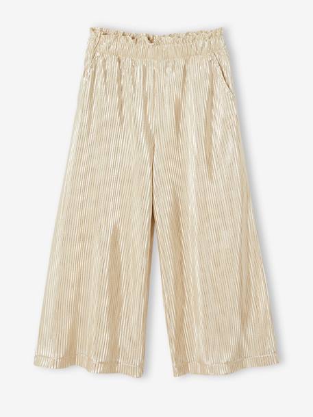 Pantalon large lamé cérémonie fille effet plissé or 1 - vertbaudet enfant 