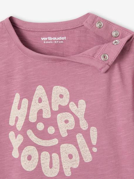 T-Shirt 'Happy Youpi' bébé manches courtes en coton bio violet 3 - vertbaudet enfant 