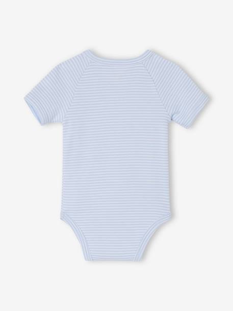 Lot de 3 bodies naissance manches courtes 'mon petit c½ur' bleu ciel 5 - vertbaudet enfant 