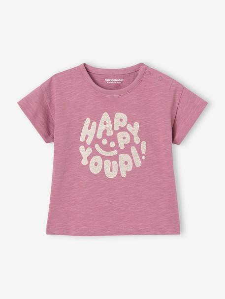 T-Shirt 'Happy Youpi' bébé manches courtes en coton bio violet 2 - vertbaudet enfant 