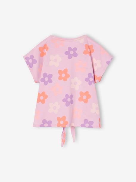 T-shirt fille imprimé noeud fantaisie manches courtes blanc+lavande+rose 6 - vertbaudet enfant 