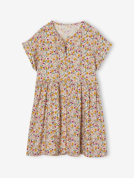 Robe à fleurs boutonnée fille bleu ciel+blush+écru 7 - vertbaudet enfant 