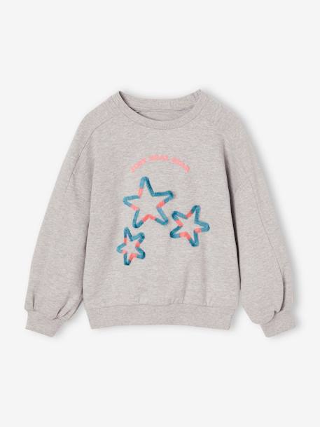 Sweat fille motif fantaisie écru+gris chiné+indigo 7 - vertbaudet enfant 
