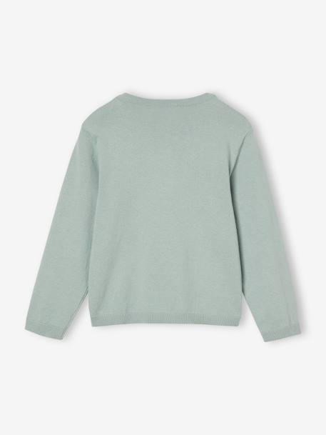 Gilet fille maille fine BASICS anthracite+beige chiné+bleu grisé+bois de rose+jaune+marine+vanille+vert émeraude 11 - vertbaudet enfant 