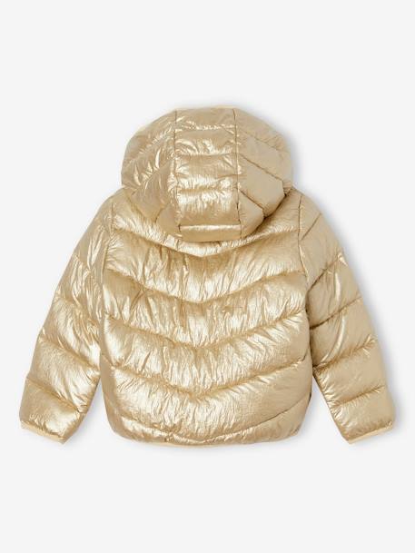 Doudoune fille légère à capuche effet brillant métallisé or+rose 4 - vertbaudet enfant 