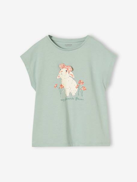 Tee-shirt motif fantaisie fille abricot+bleu grisé+écru+fraise 4 - vertbaudet enfant 