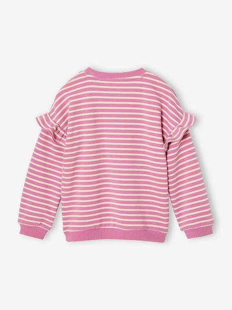 Sweat fille rayé manches à volants bleu pâle+marine+pivoine+rouge+vieux rose+violet 18 - vertbaudet enfant 
