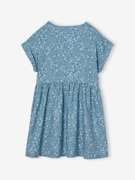 Robe à fleurs boutonnée fille bleu ciel+blush+écru 2 - vertbaudet enfant 