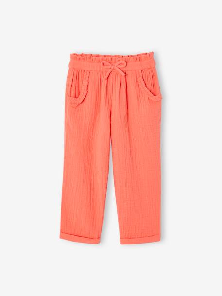 Pantacourt fille en gaze de coton anthracite+bleu+corail 12 - vertbaudet enfant 