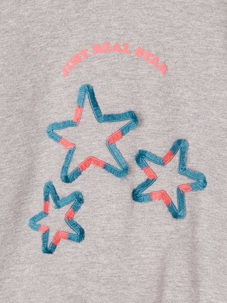 Sweat fille motif fantaisie écru+gris chiné+indigo 9 - vertbaudet enfant 