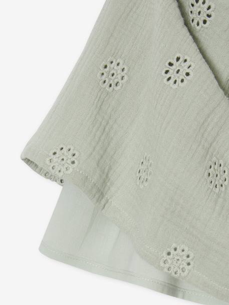Jupe en broderie anglaise fille gaze de coton vert sauge 3 - vertbaudet enfant 