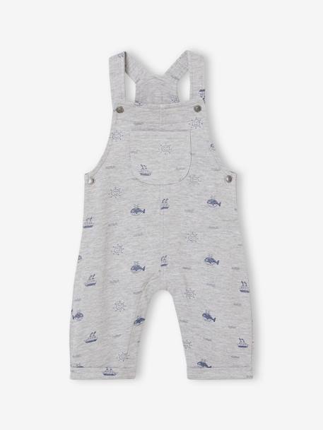 Salopette en molleton motifs marins bébé gris chiné 1 - vertbaudet enfant 