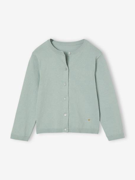 Gilet fille maille fine BASICS anthracite+beige chiné+bleu grisé+bois de rose+jaune+marine+vanille+vert émeraude 10 - vertbaudet enfant 